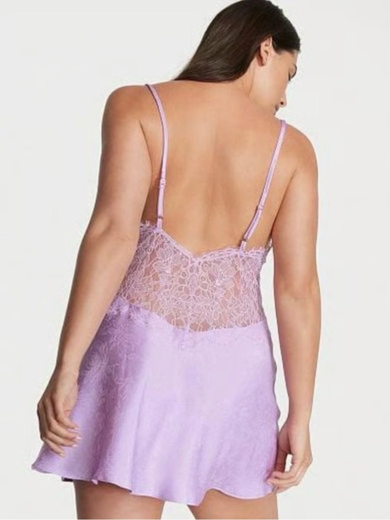 Victoria's Secret Other - Victoria’s Secret Lilac Jacquard Slip Dress Babydoll Eyelash Lace Romantic M